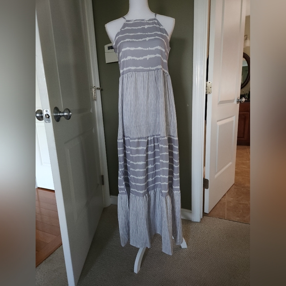 Grey Tie Dye Spaghetti Strap Summer Maxi Dress - Picture 10 of 13